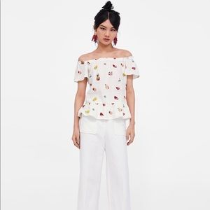 ZARA  FRUIT LINEN TOP